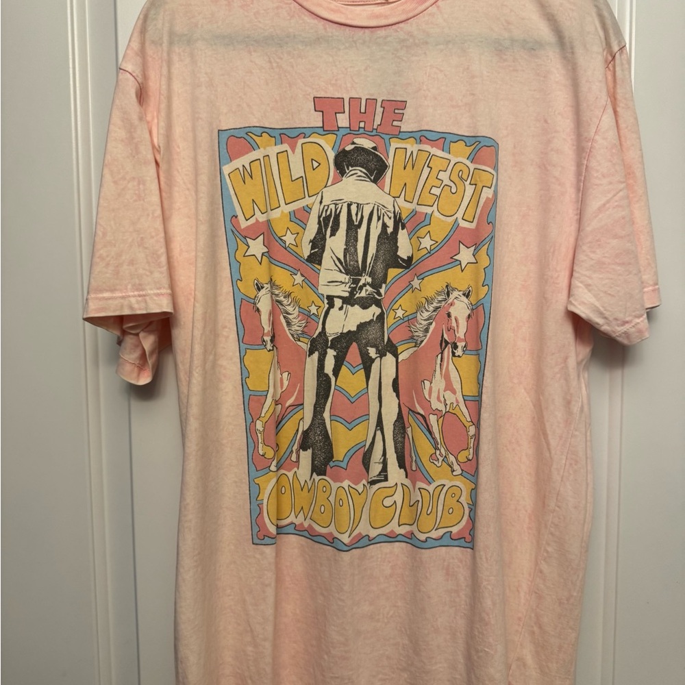 Wild West Cowboy Club Pink Graphic T-Shirt